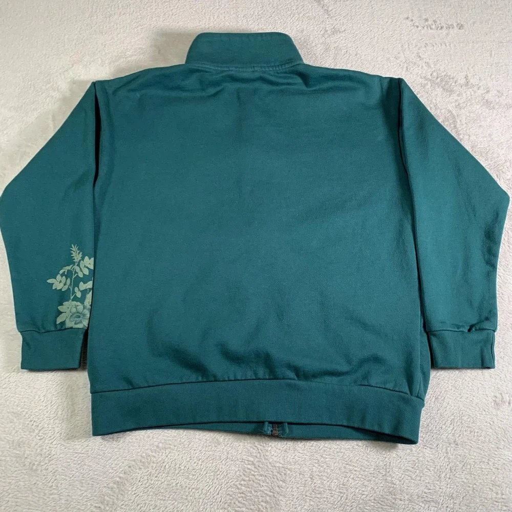 Puma Track Jacket Womens Small Teal Floral Full‎ Zip Sweatshirt Cotton Blend - Picture 15 of 15